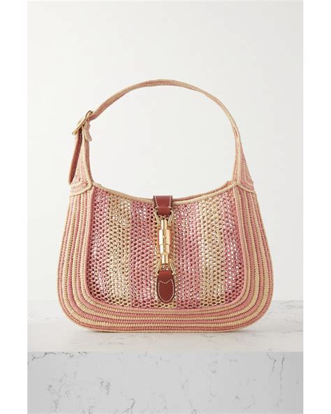 Gucci Multicolor Raffia & Leather Tassel Jackie Hobo 